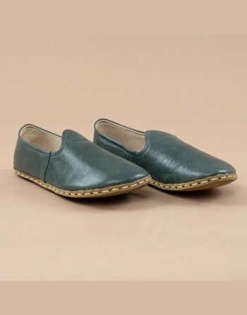 Green Turkish Yemeni Shoes – Artisan Leather Barefoot Slip-Ons