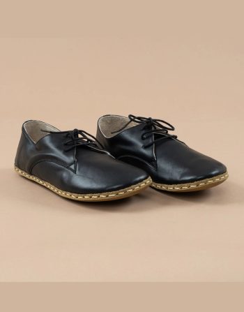 Handmade Black Leather Lace-Up Shoes